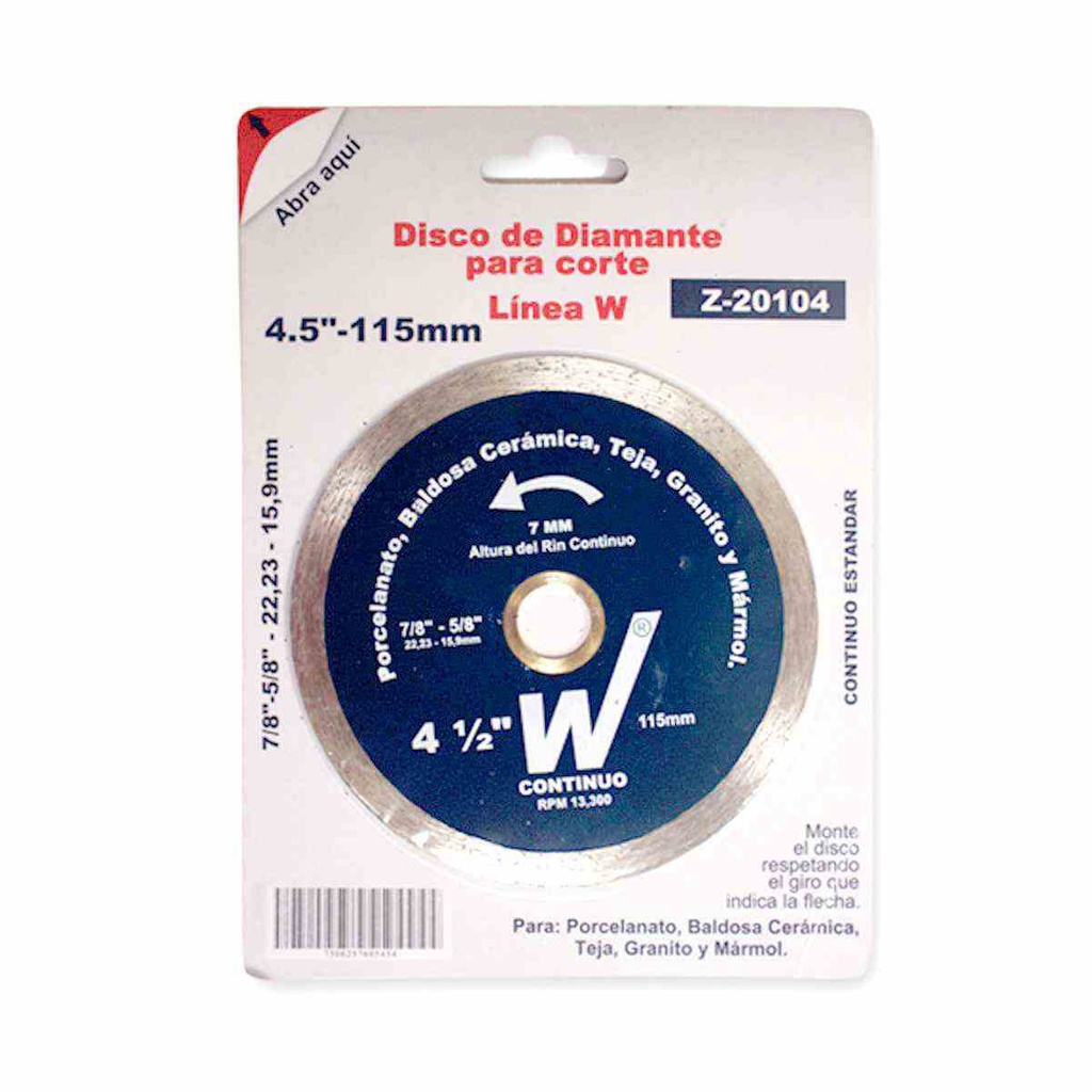 DISCO DIAMANTE 7" CONTINUO ESTANDAR