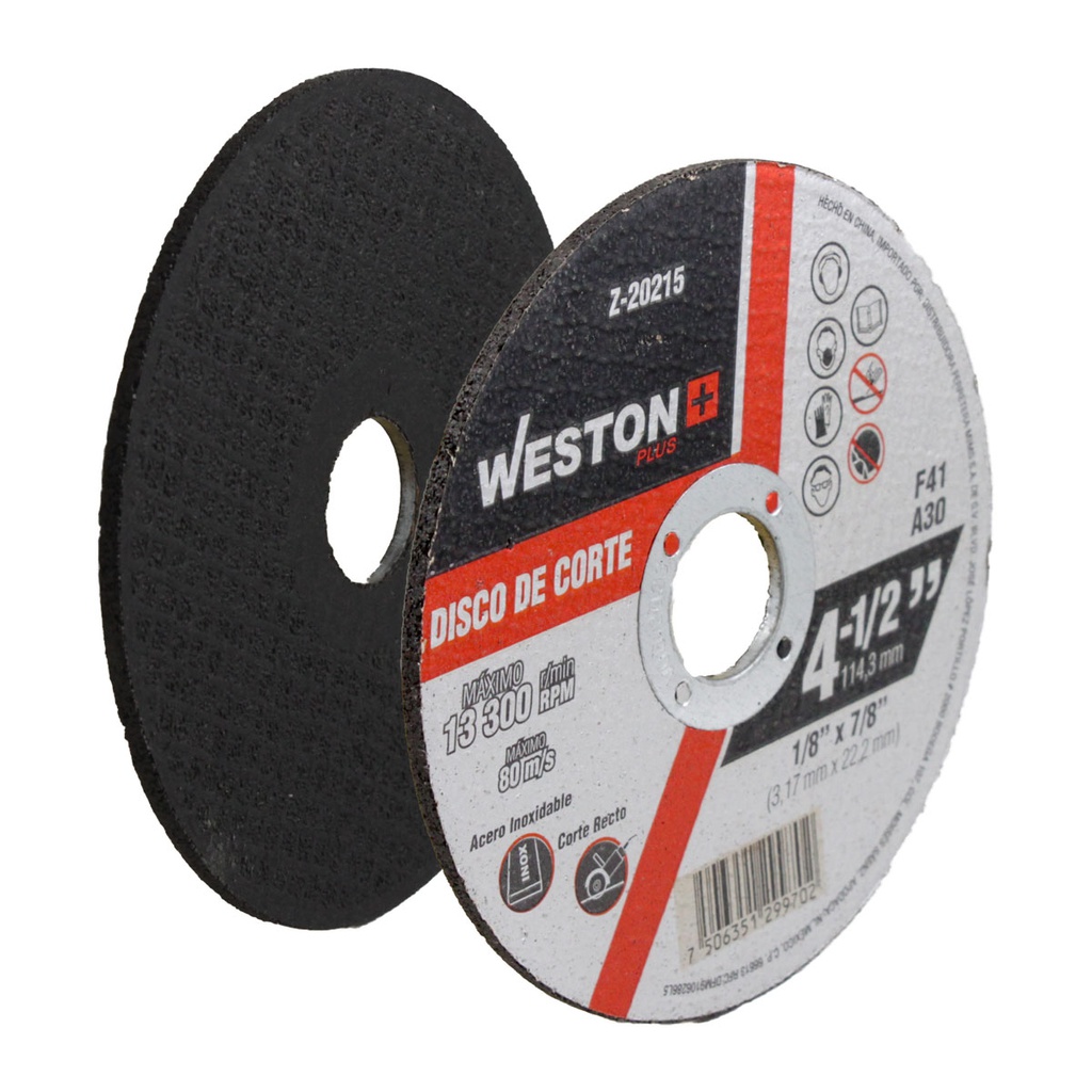 DISCO D/CORTE P/INOXIDABLE 4-1/2'' x 1/8''(3.17) x 7/8'' F41