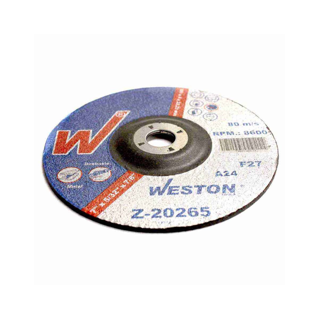 DISCO D/CORTE Y DESBASTE P/METAL 7" x 5/32"(4) x 7/8" F42/F27 T/PIPELINER