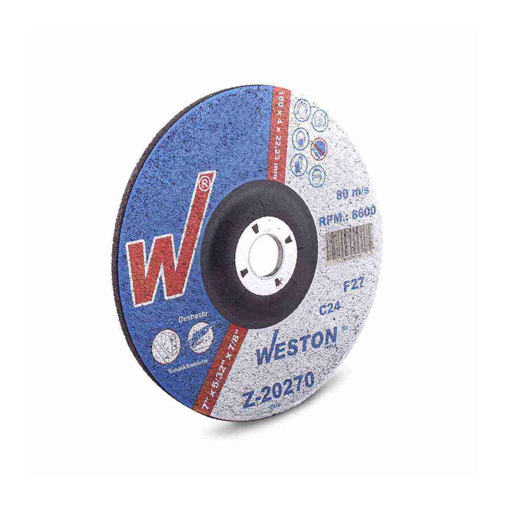 DISCO D/CORTE Y DESBASTE P/PIEDRA 7" x 5/32"(4) x 7/8" F42/F27