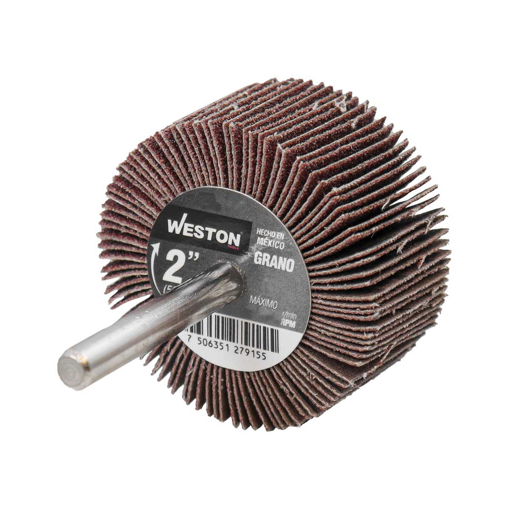 RUEDA FLAP C/VASTAGO G120 2 X 1 X 1/4 (Precio x pieza - Empaque c/10 pzas)