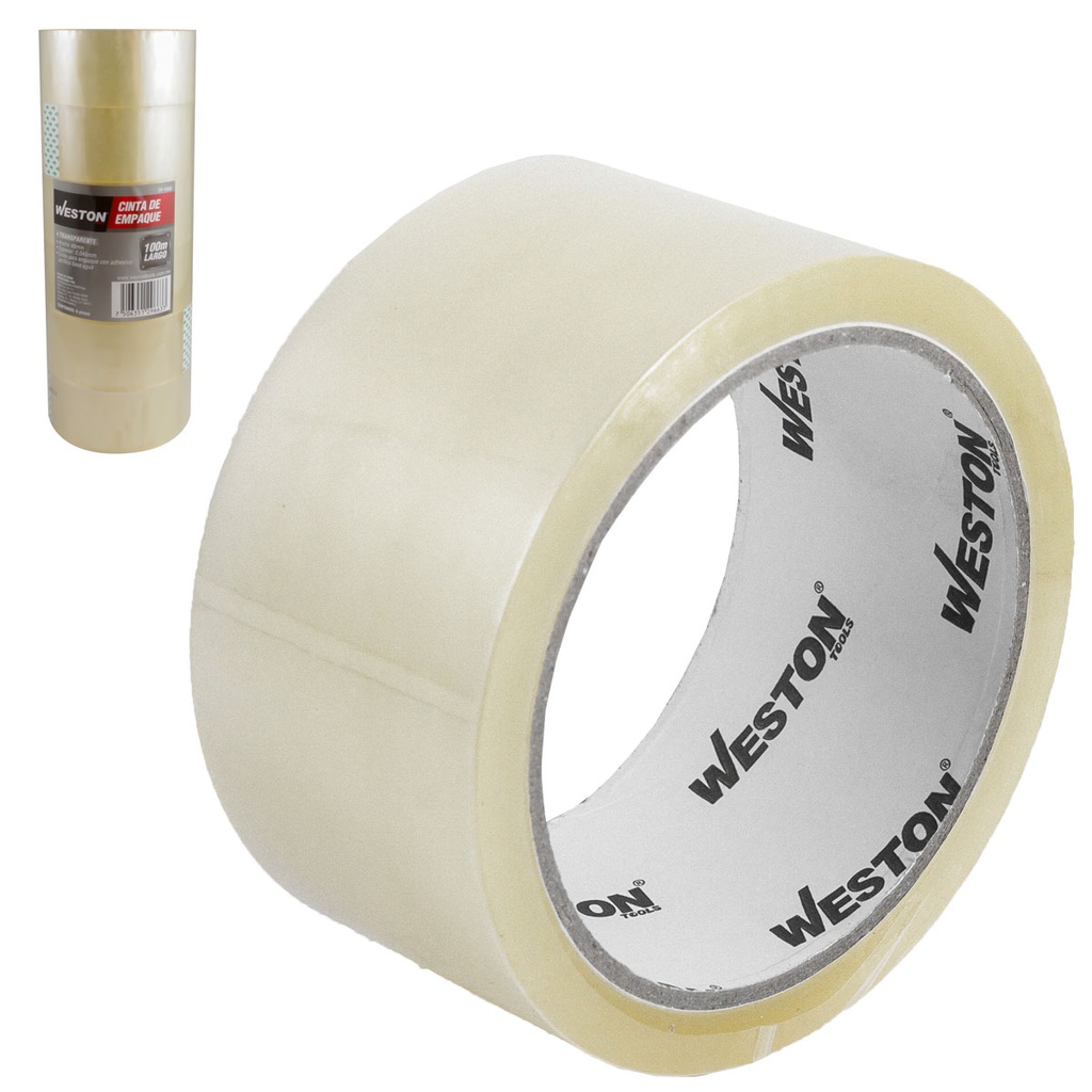 CINTA DE EMPAQUE TRANSPARENTE 48mm X 50M ($ x pza, caja c/36) (Precio x pieza - Empaque c/6 pzas)