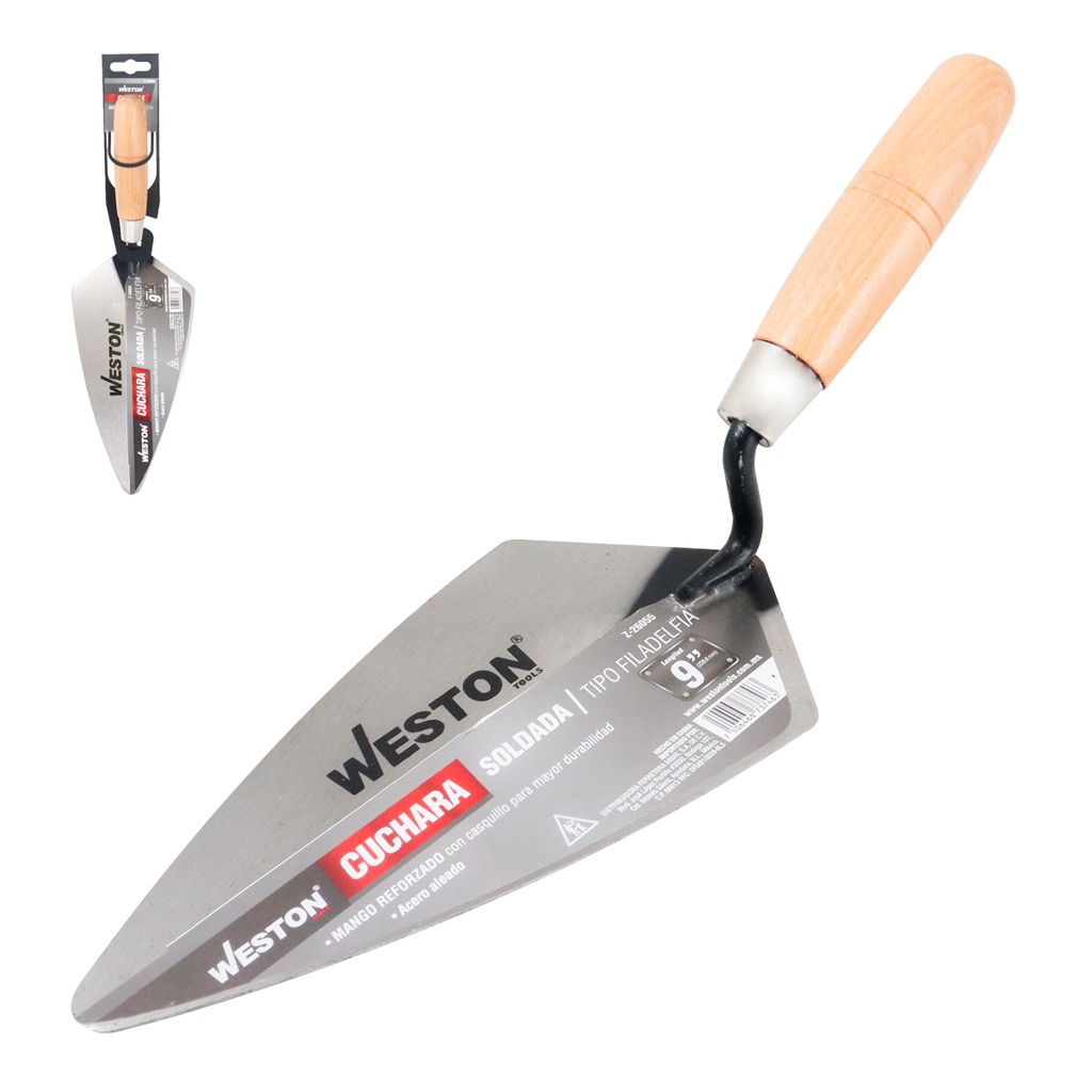 CUCHARA SOLDADA TIPO FILADELFIA 9" MANGO D/MADERA (Precio x pieza - Empaque c/12 pzas)