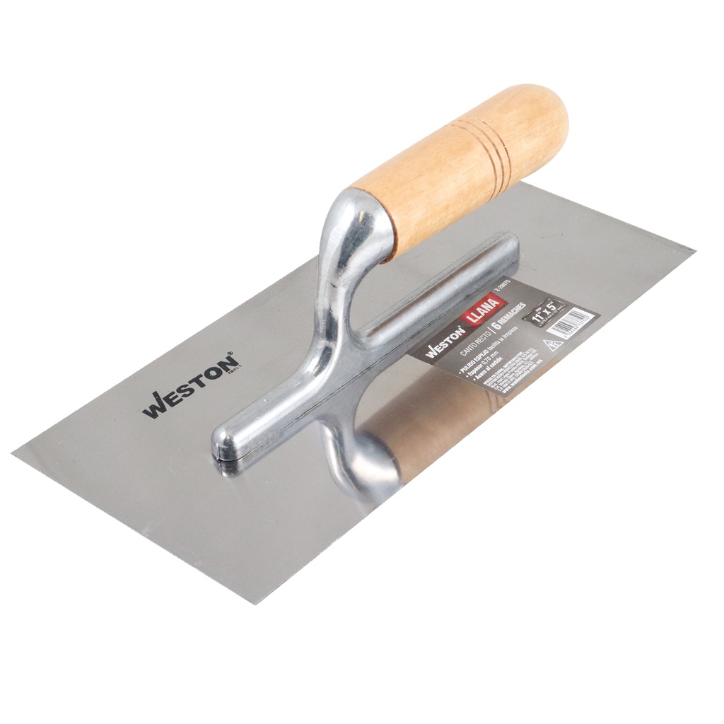 LLANA CANTO RECTO 11" X 5" 10 REMACHES MANGO D/MADERA (Precio x pieza - Empaque c/12 pzas)