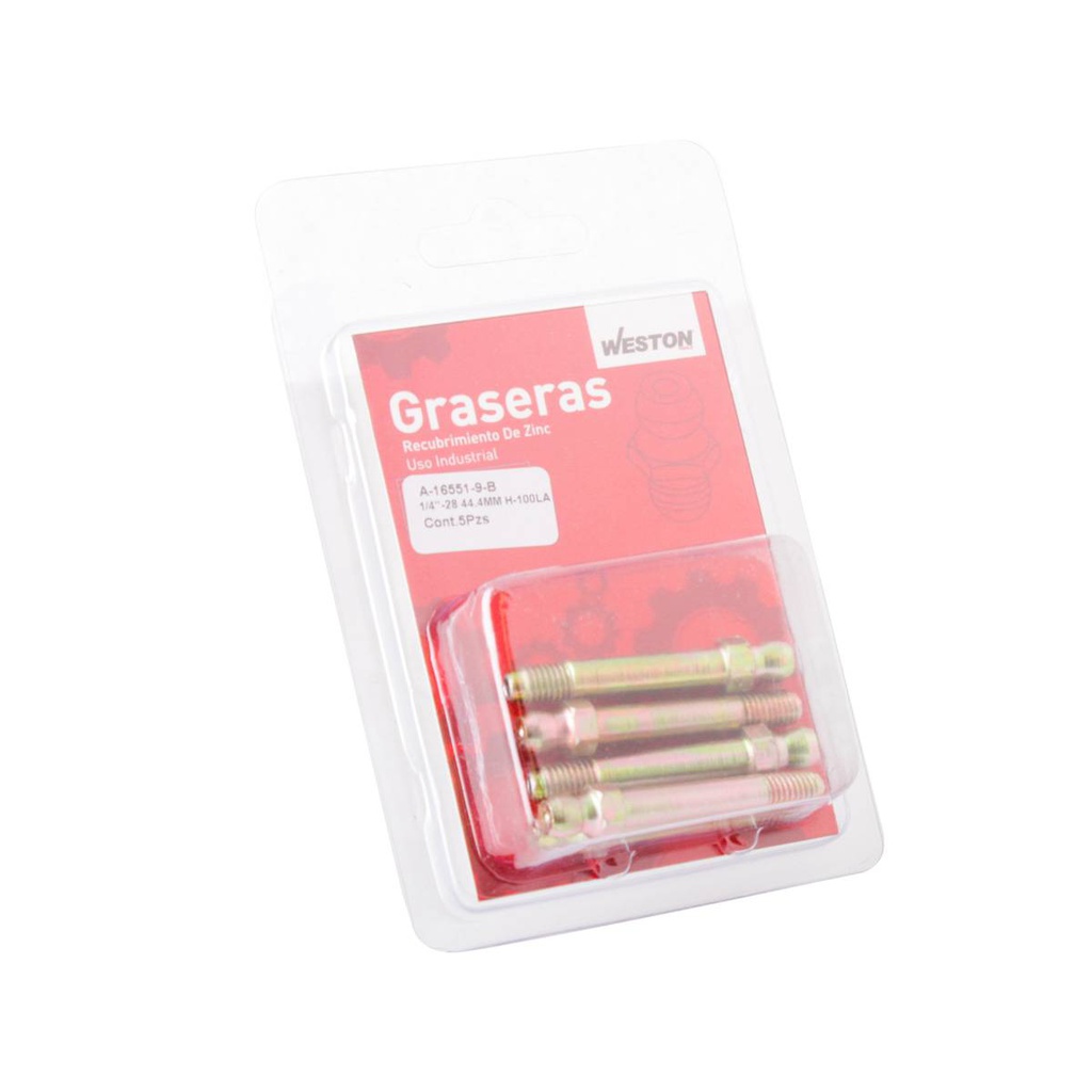 GRASERA 1/4-28 LARGO 29.4MM H-100LA BLISTER DE 5 PIEZAS