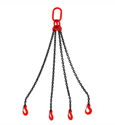ESLINGA DE CADENA 3/8" G80 12M CUÁDRUPLE GANCHO TRABA