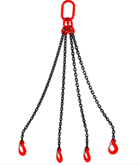 ESLINGA DE CADENA 3/8" G80 6M CUÁDRUPLE GANCHO DE QUIJADA C/SEGURO