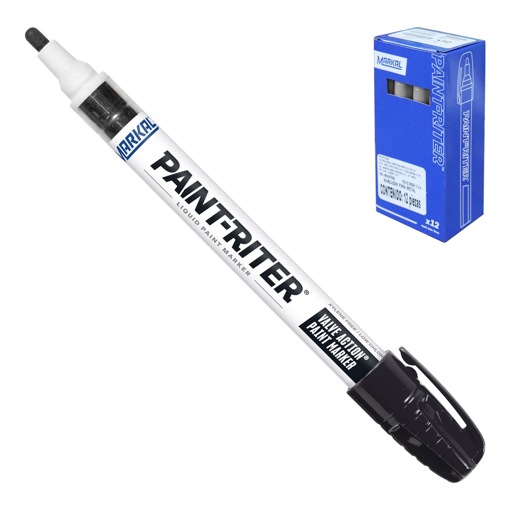 MARCADOR VALVE ACTION NEGRO (Precio x pieza - Empaque c/12 pzas)
