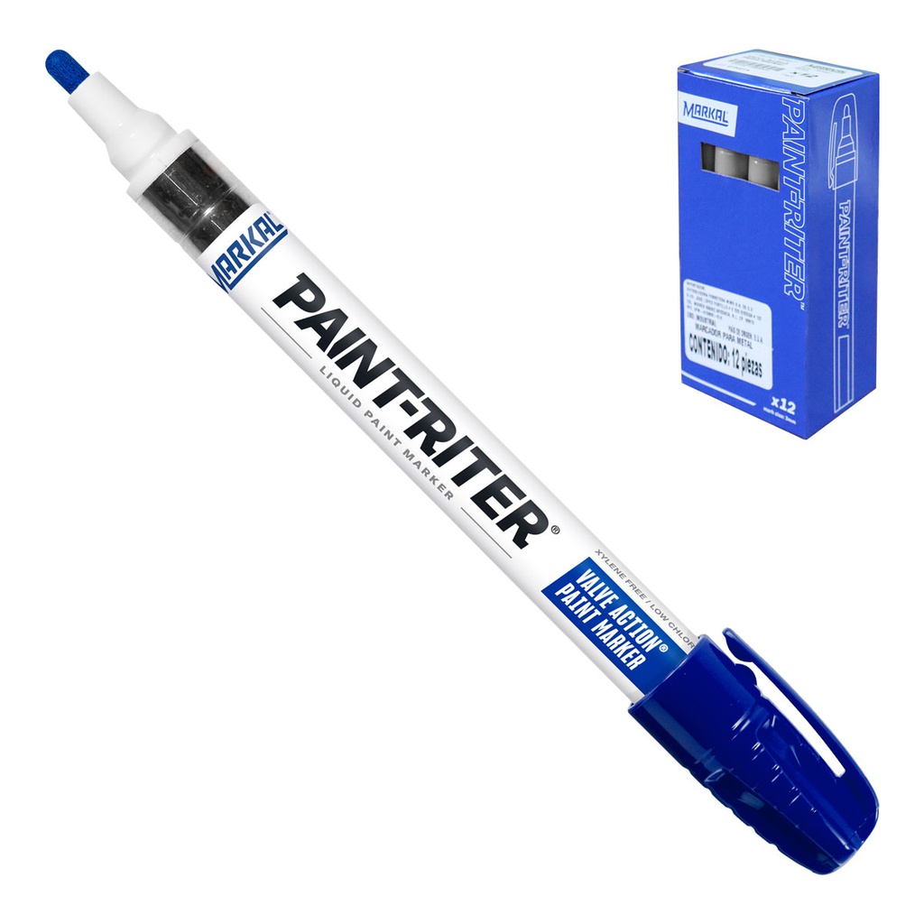 MARCADOR VALVE ACTION AZUL (Precio x Empaque c/12 pzas)