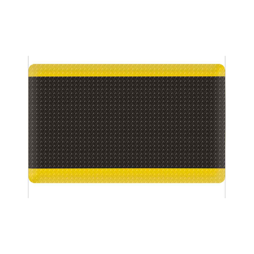 TAPETE ANTIFATIGA T/DIAMANTE NEGRO/AMARILLO 9/16'' X 24'' X 36''