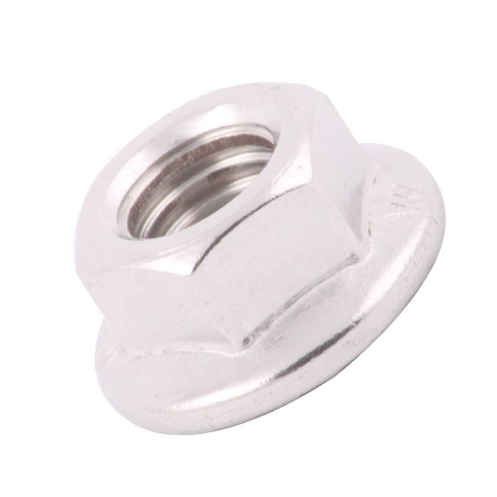 TUERCA HEX. C/ARANDELA DENTADA INOX. M8-1.25   (Precio x  Caja c/50 pzas)