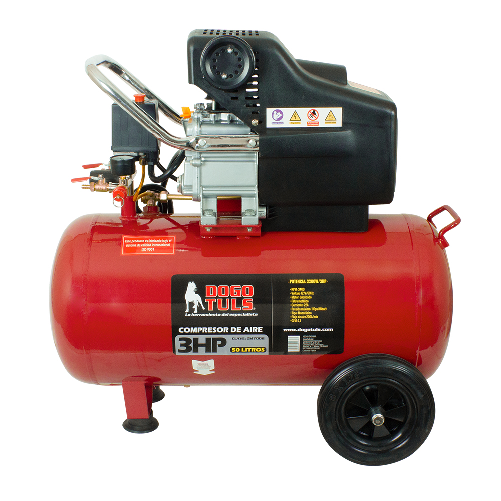 COMPRESOR AIRE 3HP 50L DIRECTO COBRE