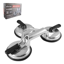 [C-02166] VENTOSA P/VIDRIO D/ALUMINIO 3 COPAS CAP. 155KG (PAQ.4)
