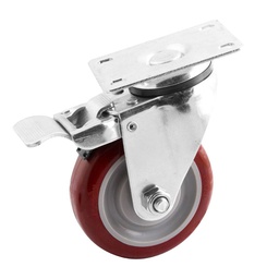 [Y-1048-125] RODAJA MARRÓN PU GIRA. C/FRENO TOTAL 5X1-1/4"
