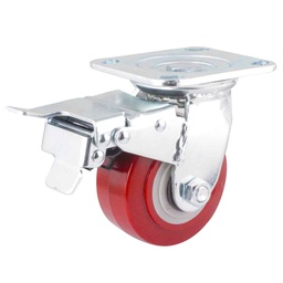 [Y-1068-100] RODAJA MARRÓN PU GIRA. C/FRENO TOTAL 4X2"