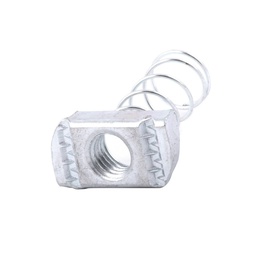 [ZK-25010] TUERCA C/RESORTE P/CANALETA GALV. 1/4"-20 X34.5X19X6MM   (Precio x Pza - Caja c/200 pzas)